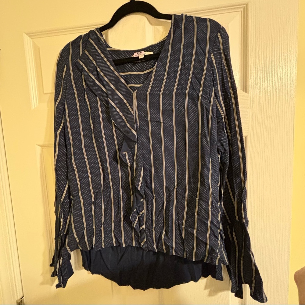 Derek Lam 10 Crosby navy white striped blouse